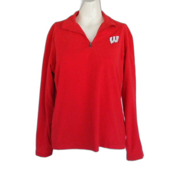 Columbia WISCONSIN Fleece, XL, University of W Logo, Long sleeve, Pullover Red - Picture 9 of 11